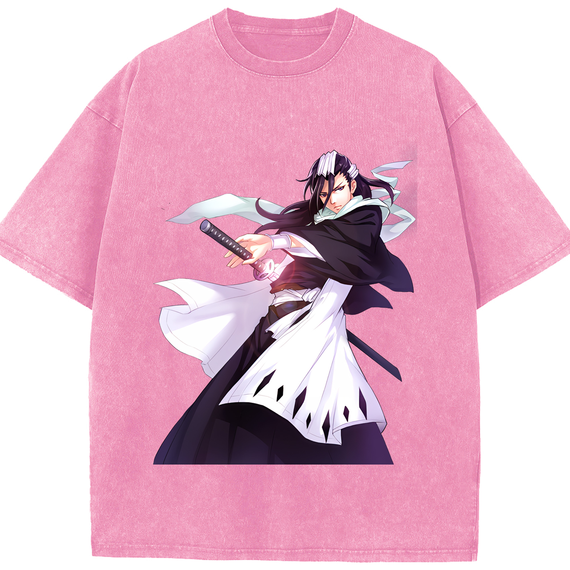 （画像用） ブリーチ くちき びゃくや BLEACH Kuchiki Byakuya 綿100% ヴィンテージ風 半袖Tシャツ（フロントプリント）